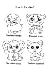 Fototapeta premium Cute Baby Animals Expressing Different Emotions and Feelings