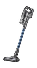 Slim vertical vacuum cleaner with a detachable handheld unit.