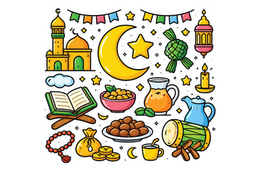 colorful ramadan ornaments vector set