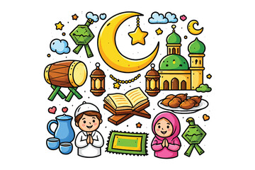 colorful ramadan ornaments vector set