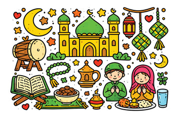 colorful ramadan ornaments vector set