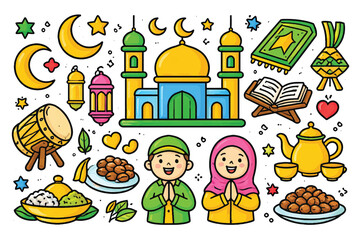 colorful ramadan ornaments vector set