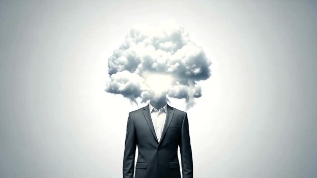 Businessman with Cloudy Head Concept Artwork.