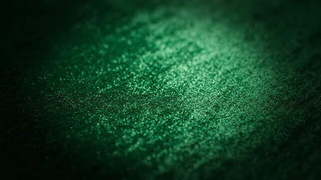 Green velvet texture surface with selective focus and dark lighting