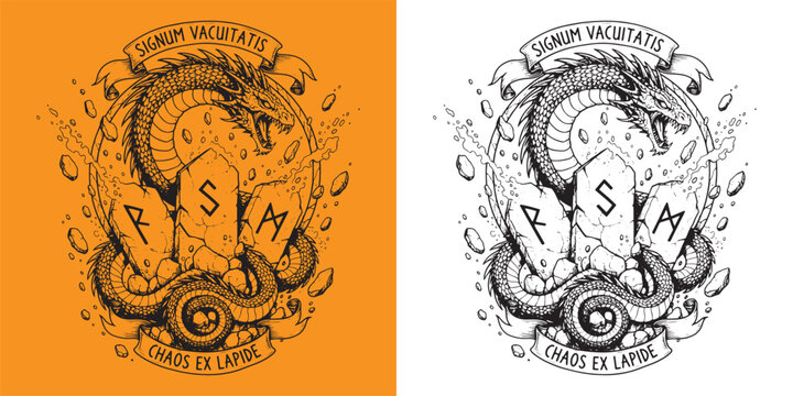 Ancient Dragon Signum Vacuitatis Chaos Ex Lapide Runestone Emblem