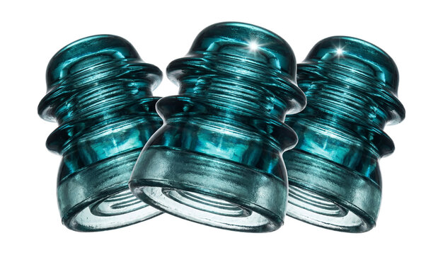 Glass insulators.