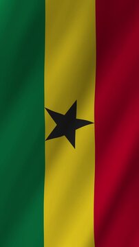 Vertical Ghana Flag Waving Animation, 4K Quality