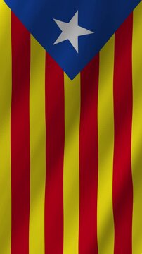 Vertical Estelada Blava Waving Animation, Catalonia 4K Quality