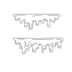 Drip Line Art Set Hand Drawn Liquid Melt Outline Shapes. Dripping Liquid Illustration Collection for Design Elements. Cartoon Drip Outline Vector Minimal Hand Drawn Style