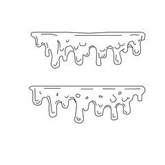 Drip Line Art Set Hand Drawn Liquid Melt Outline Shapes. Dripping Liquid Illustration Collection for Design Elements. Cartoon Drip Outline Vector Minimal Hand Drawn Style