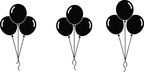 Black balloons silhouette set party celebration decoration birthday event concept isolated minimal vector illustration, flavector © Shafali