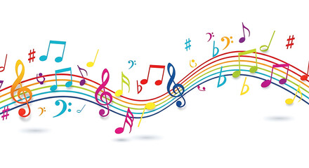 Obraz premium Creative music concept background with flowing rainbow stripes