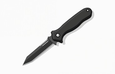 Black utility knife with sharp retractable blade on clean white background. Compact cutting tool for office, craft, DIY projects. Essential for opening packages, precise slicing. Versatile hand