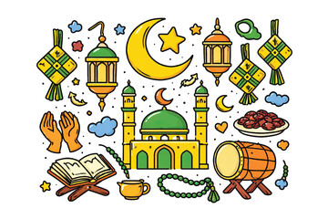 colorful ramadan ornaments vector set