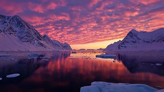 golden hour above nuuk fjord greenland 