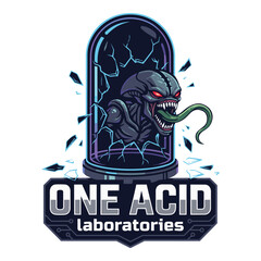Obraz premium Acid laboratory monster mascot logo badge