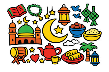 colorful ramadan ornaments vector set