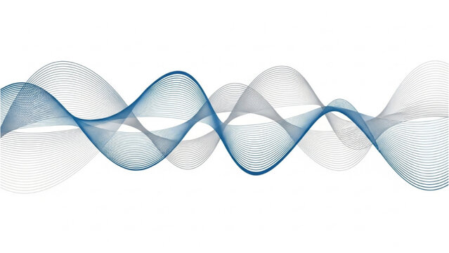 Blue wavy lines intersecting transparent circles in a horizontal pattern