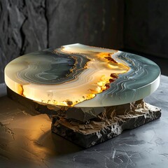 Abstract illuminated stone table