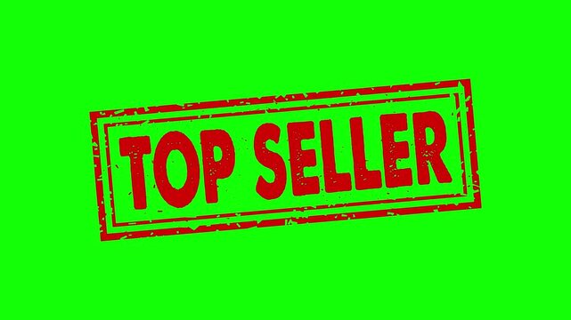 Top Seller rubber stamp animation. top seller texture text Up to down motion graphics. stamp zooming and hit effect 4k video.