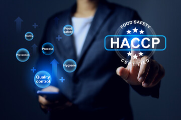 HACCP certified concept hazard analysis and critical control point in food safety standards on...