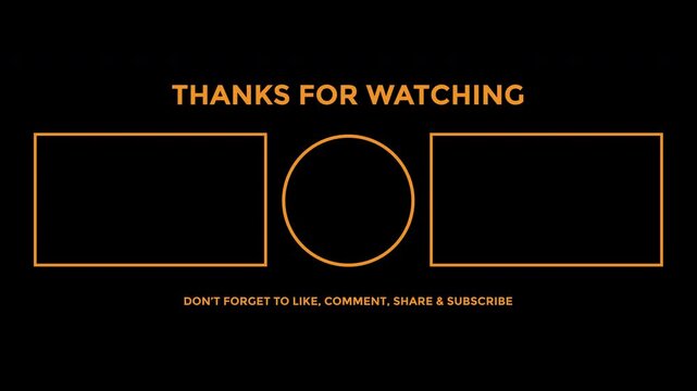 End screen youtube template with video and subscription boxes. Perfect for youtube or streaming content creators outro designs.