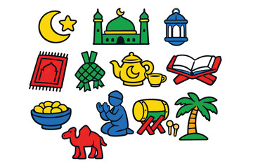 colorful ramadan ornaments vector set