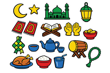 colorful ramadan ornaments vector set