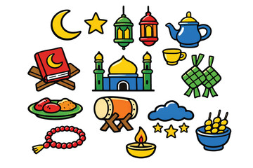 colorful ramadan ornaments vector set