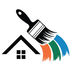 Modern flat design house painting with paintbrush vector
