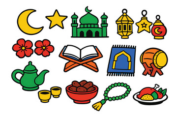 colorful ramadan ornaments vector set