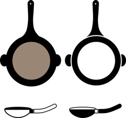 An isolated metal frying pan kitchen utensils on a white background 
