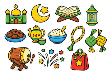 colorful ramadan ornaments vector set