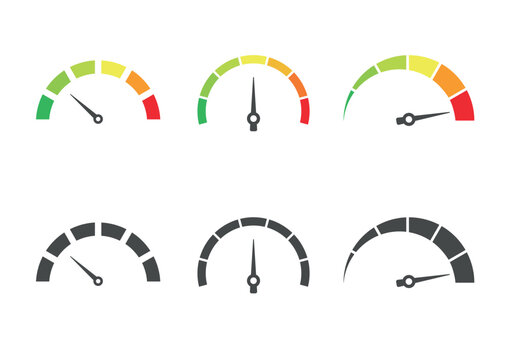 speedometers gauges icons with indicators