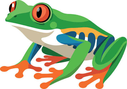 Cartoon Red-Eyed Tree Frog Illustration Colorful Jungle Frog