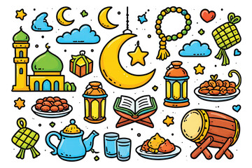 colorful ramadan ornaments vector set