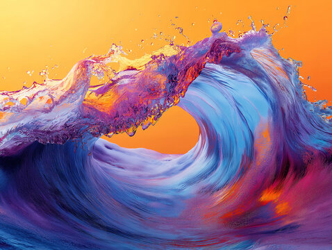 A digitally manipulated wave bending into a striking curve