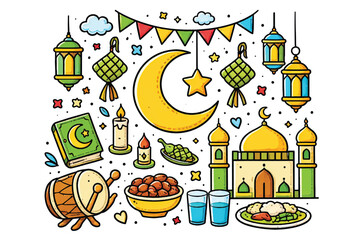 colorful ramadan ornaments vector set