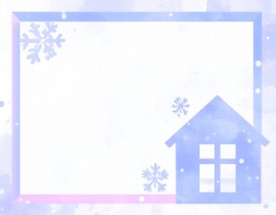 可愛い家と雪の結晶のフレーム
