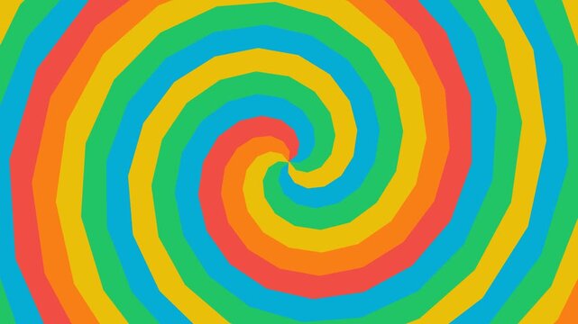 motion hypno Horizontal Colorful Spiral Animation with Bright Rainbow Colors for Visual Effects and Backgrounds