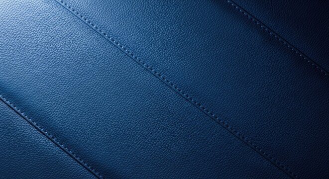 Dark blue leather material with diagonal stitching details