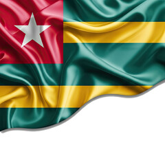 Togo Flag Waving Silk Fabric Background with White Space.