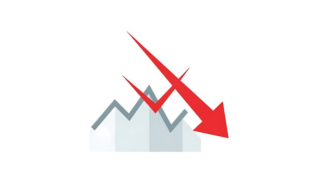 Declining business graph with red arrow indicating loss