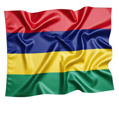 Obraz premium Waving Flag of Mauritius on White Background.