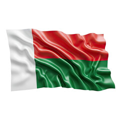 Obraz premium Waving Flag of Madagascar Isolated on White Background.