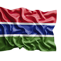 Obraz premium Waving Flag of Gambia on White Background.