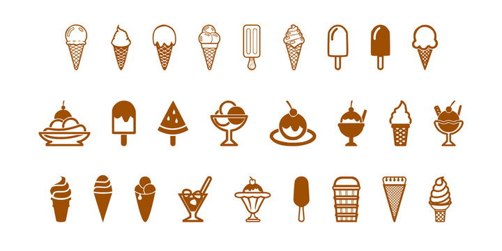 Set of ice creams icon on white background 