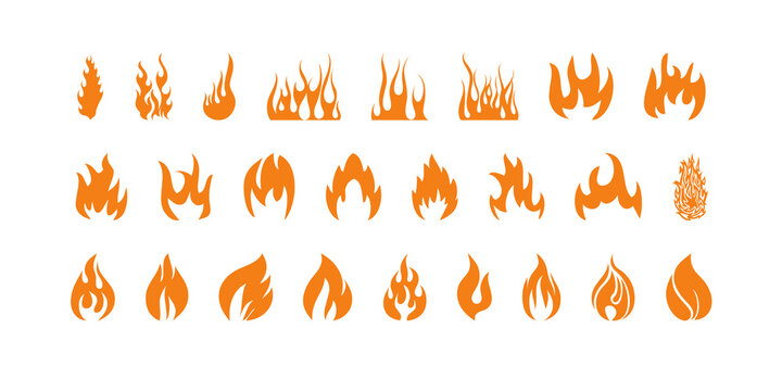 set of fire flame vector icons. Collection of fire and flame icons. Bonfire icons, flaming elements