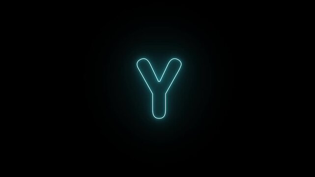 Animated Neon Blue Letter Y Drawing on a Dark Black Background