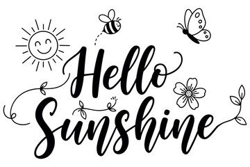 Fototapeta premium Hand drawn Spring lettering composition decorated with flowers, leaves and botanical doodles for greeting cards, posters, stickers, and seasonal spring designs